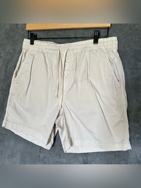 J.crew drawstring, pull on shorts, tan, beige khaki, medium